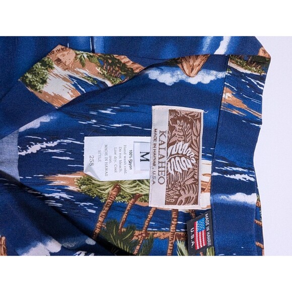 Kalaheo Men's Size Med Hawaiian Beach Short Sleeve Shirt Made in USA Rayon - Picture 7 of 7